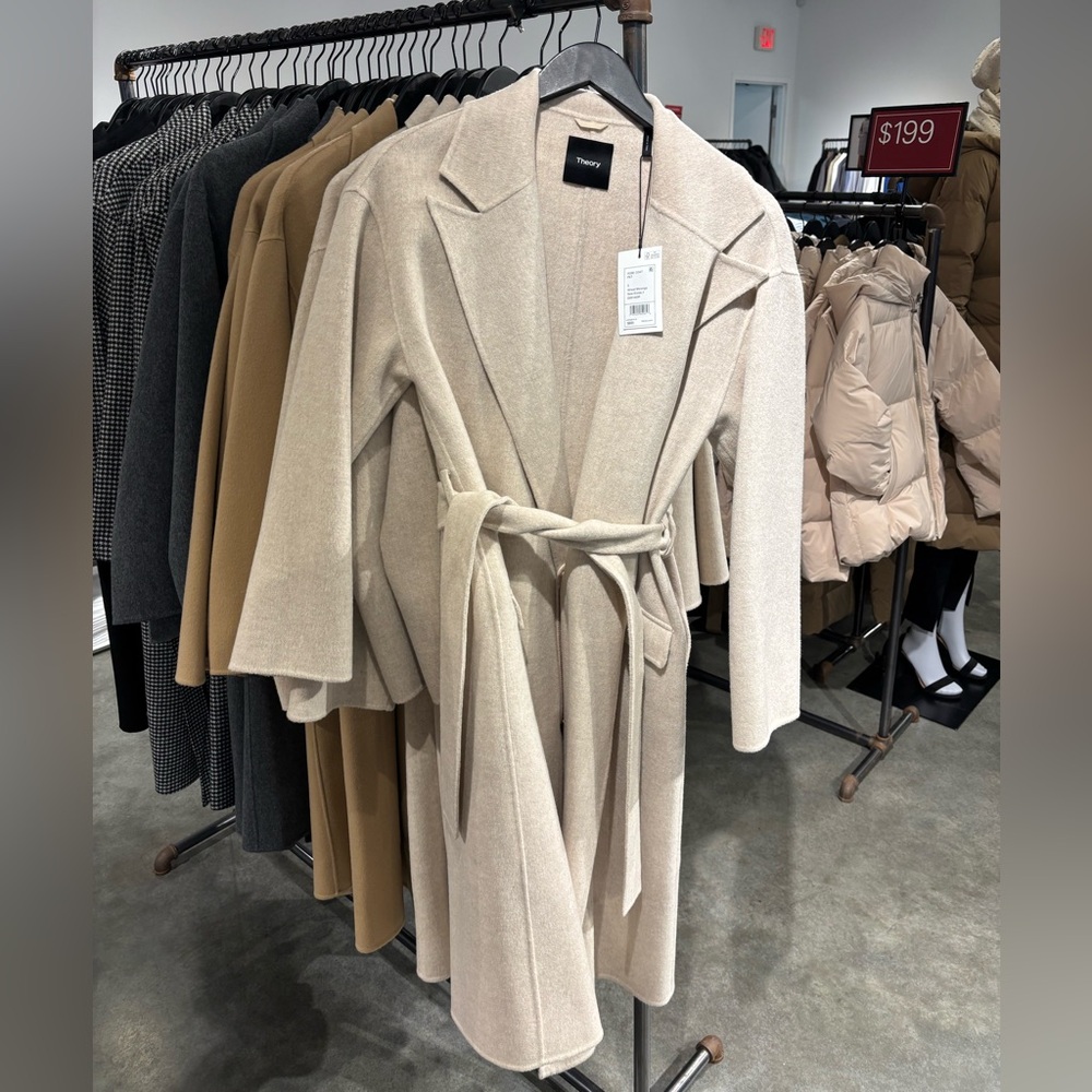 ISO Theory Wool Blend Robe Coat New Divide 2 in Wheat Melange Size S